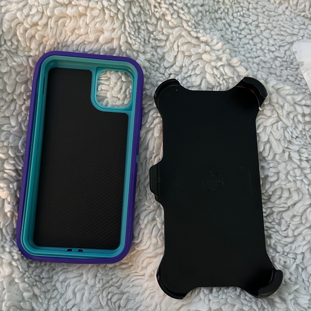 IPhone 11 Pro Max Purple and Teal Phone Case with Black Clip